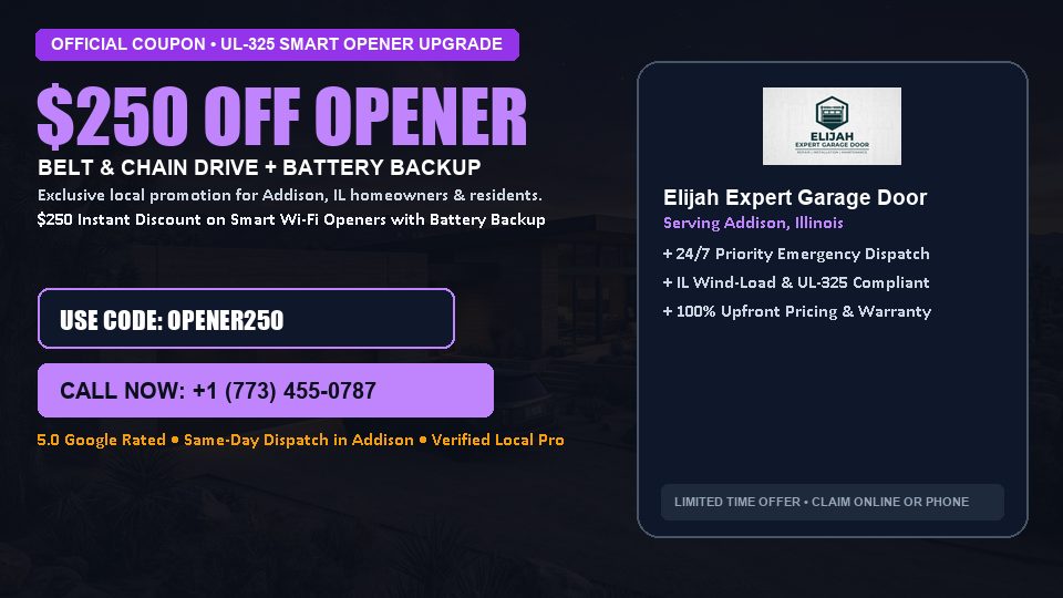 $250 OFF Smart Wi-Fi Garage Door Opener Installation in Addison, IL - Elijah Expert Garage Door