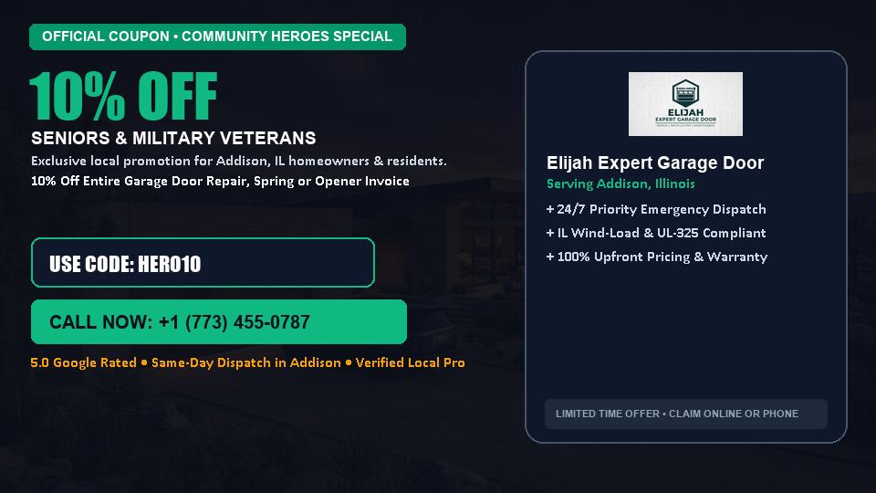 10% OFF Senior, Military & First Responder Discount in Addison, IL - Elijah Expert Garage Door